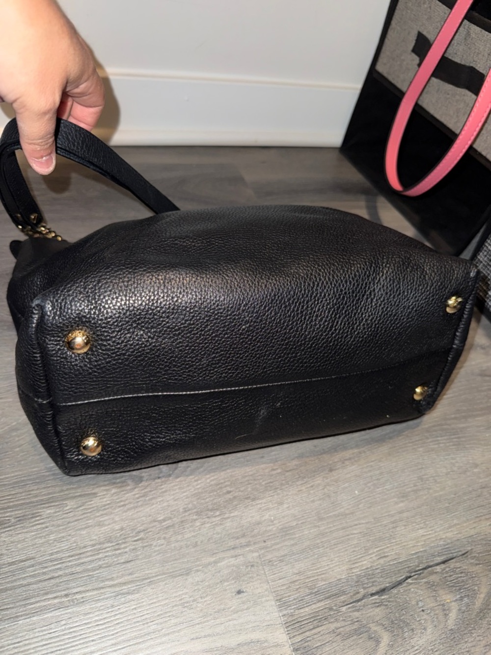 Michael Kors Black Pebbled Leather Tote with Gold Chain Straps - Picture 3 of 5